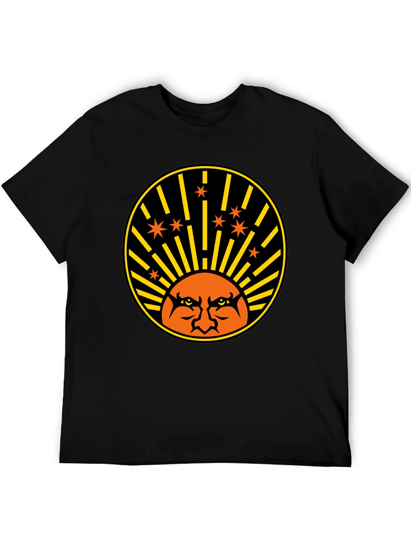 Angry Sun Graphic Tee - Black Cotton T-Shirt