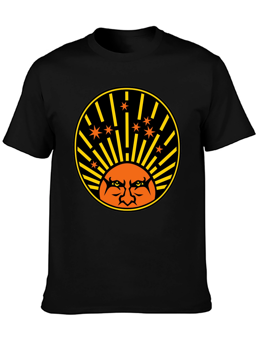 Angry Sun Graphic Tee - Black Cotton T-Shirt