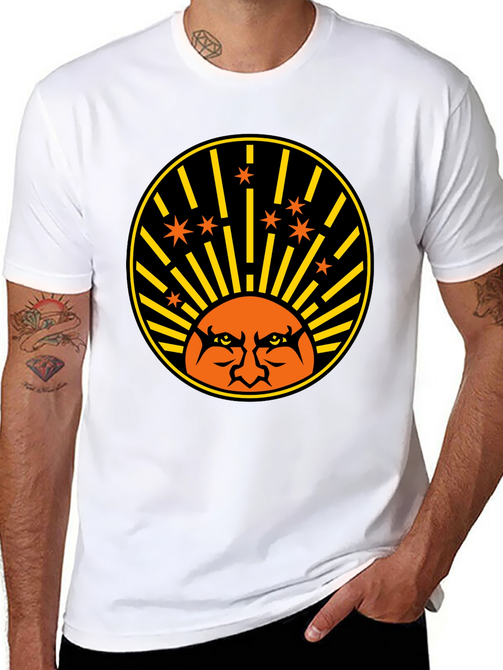 Angry Sun Graphic Tee - Black Cotton T-Shirt