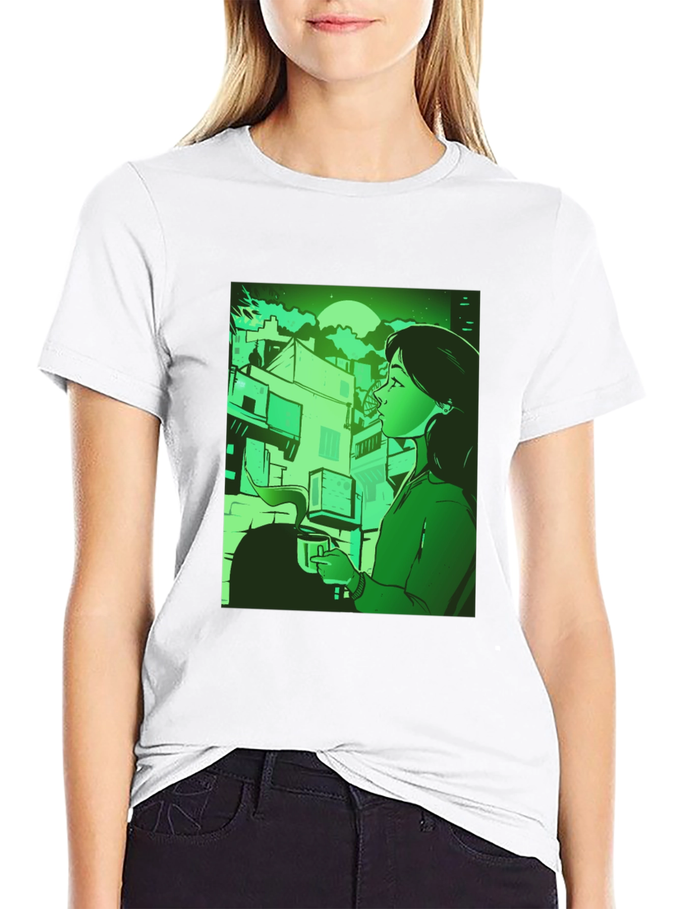 Stylish Urban Scene Graphic Tee - Relaxed Fit