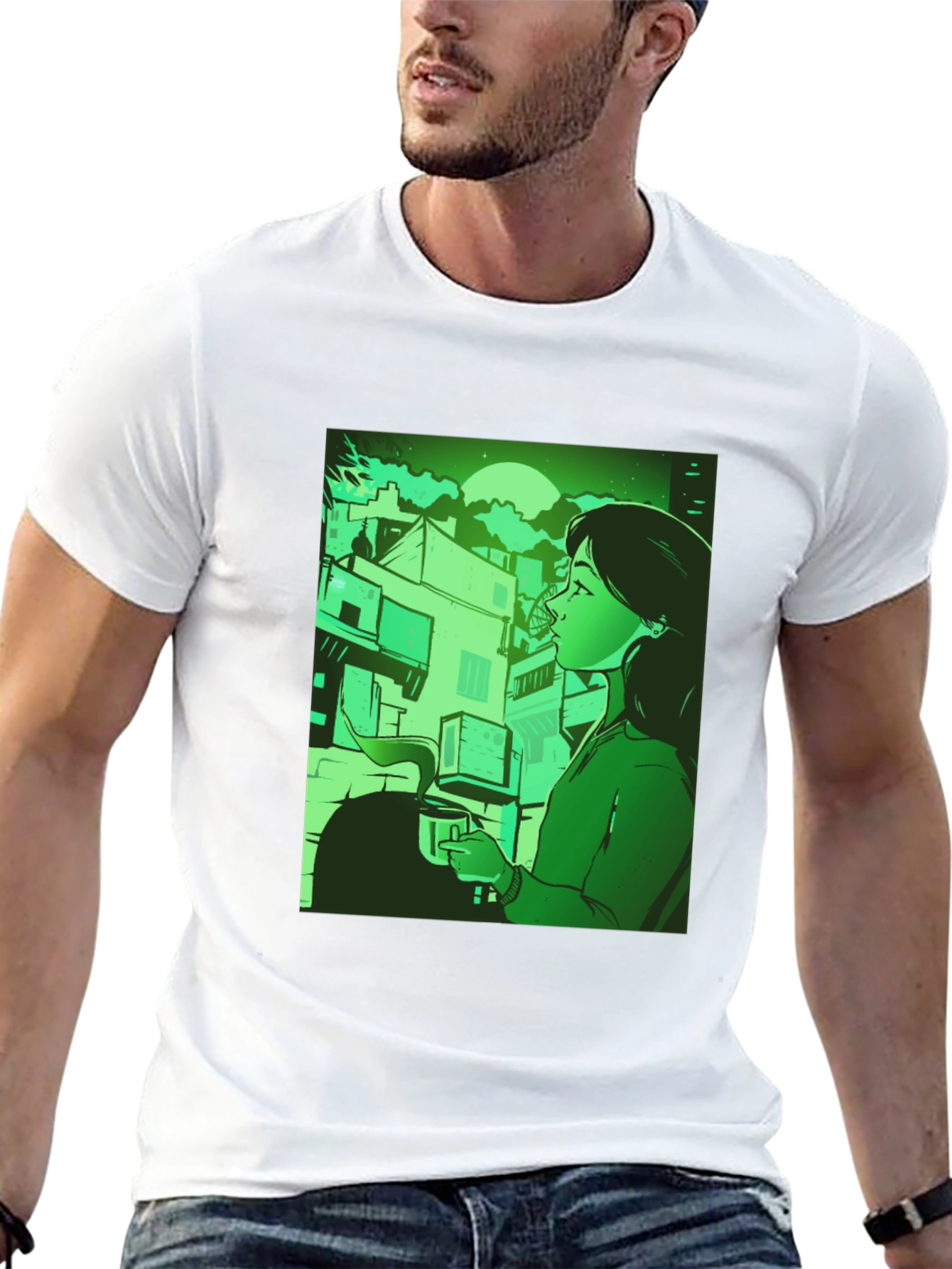 Stylish Urban Scene Graphic Tee - Relaxed Fit