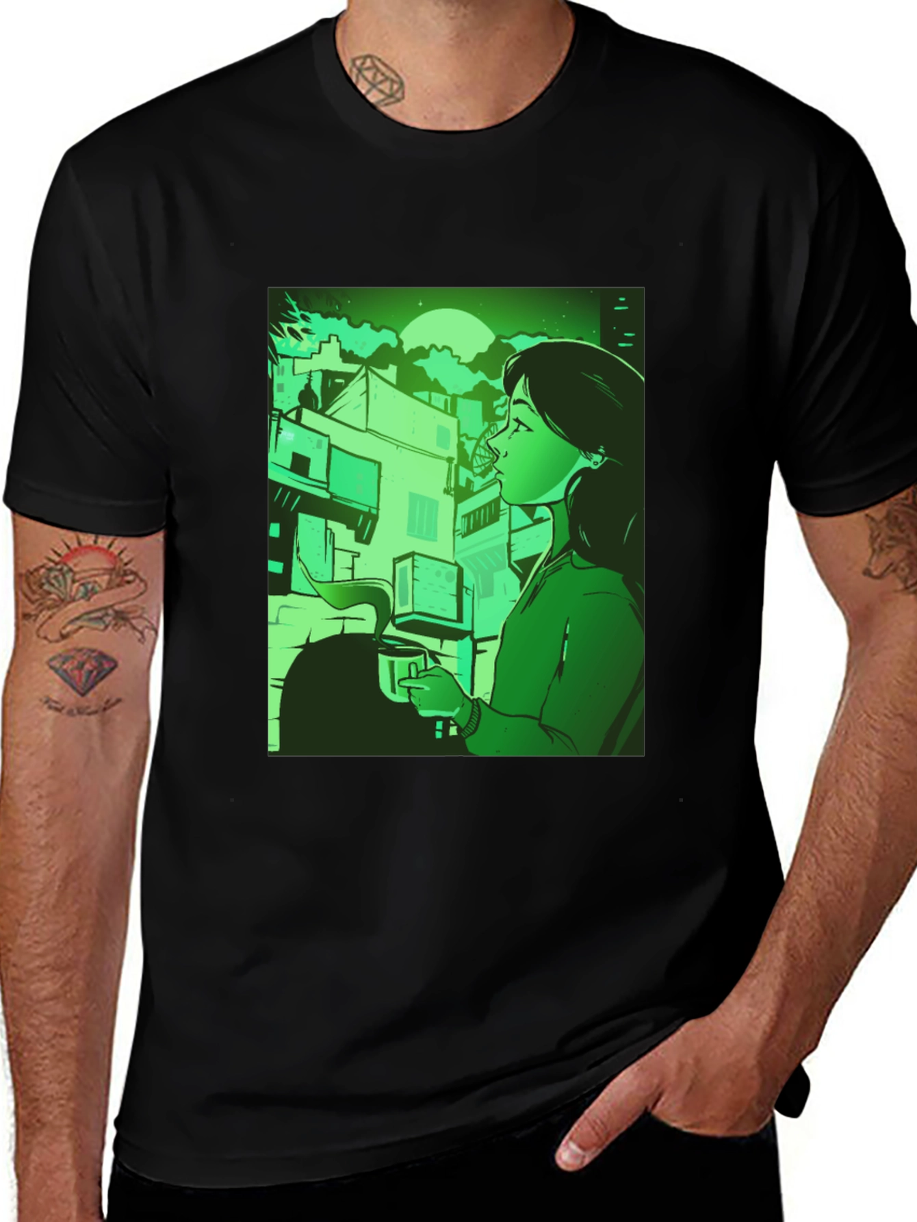 Stylish Urban Scene Graphic Tee - Relaxed Fit