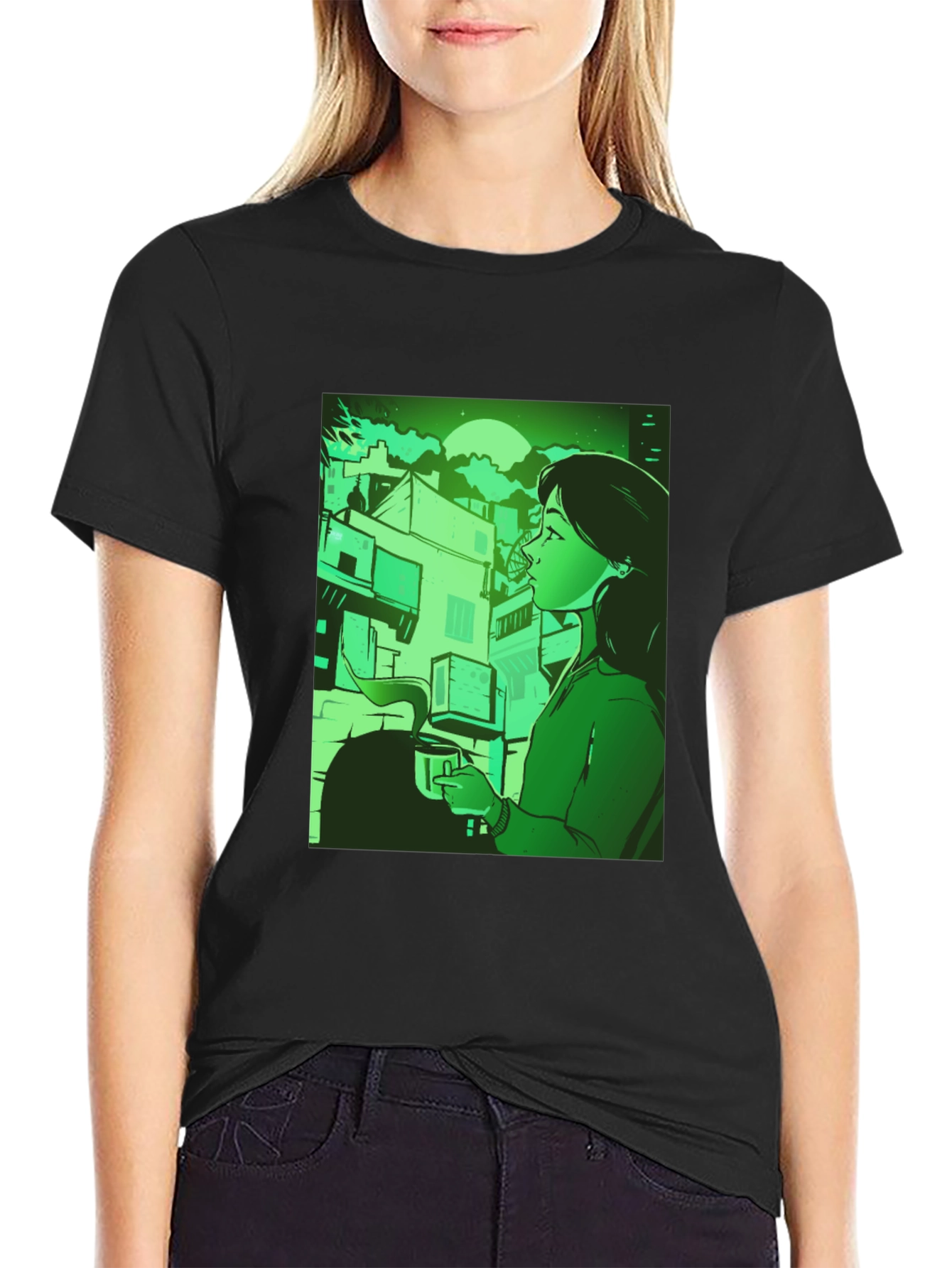 Stylish Urban Scene Graphic Tee - Relaxed Fit