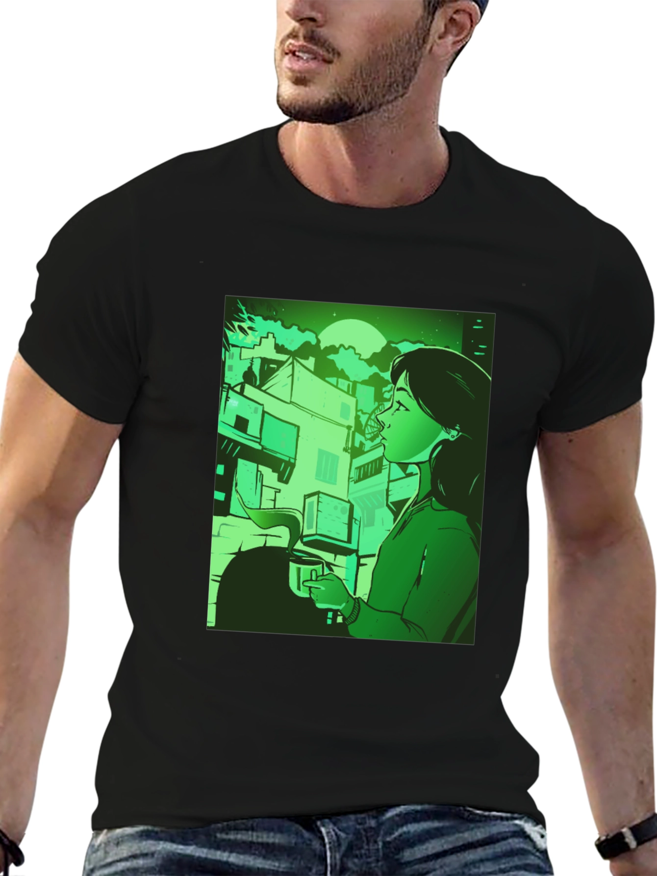 Stylish Urban Scene Graphic Tee - Relaxed Fit