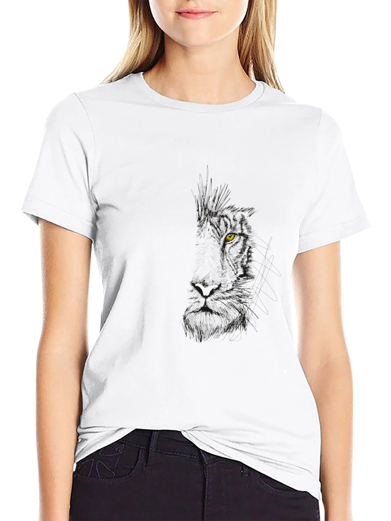 Mens Black T-Shirt - Hidden Wolf Design