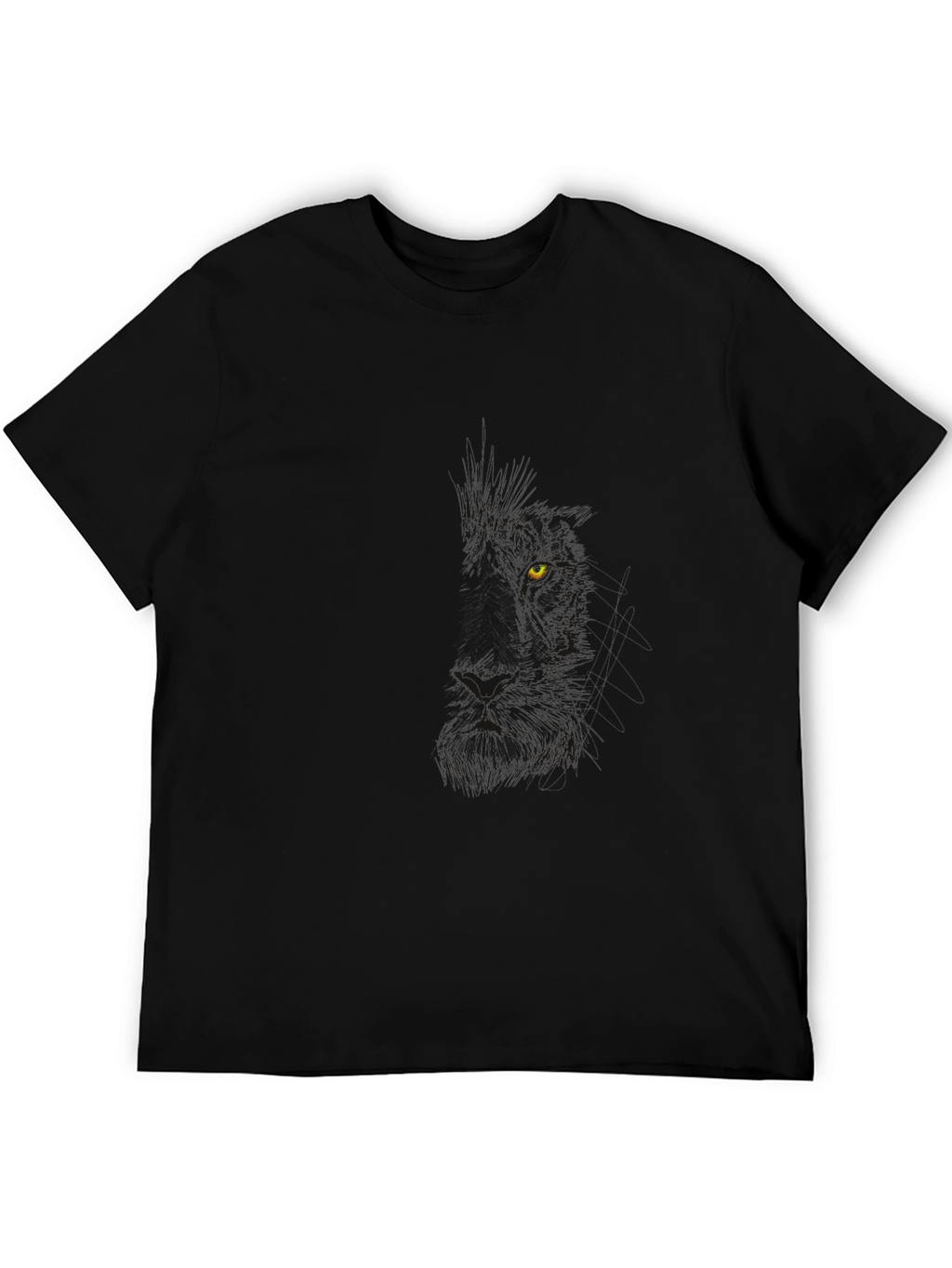 Mens Black T-Shirt - Hidden Wolf Design