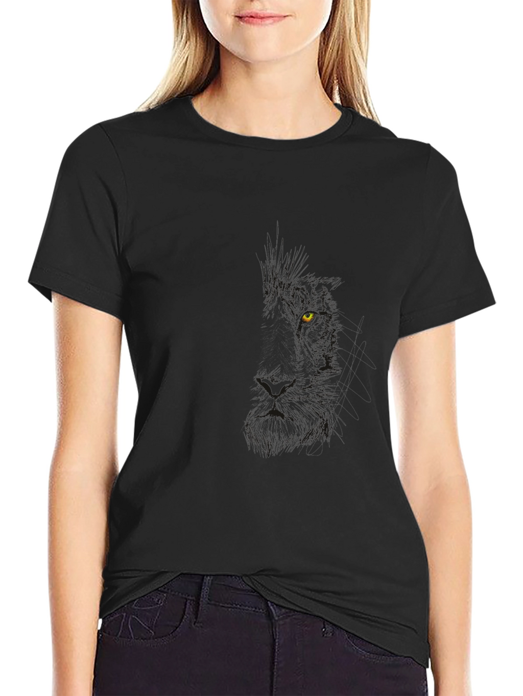 Mens Black T-Shirt - Hidden Wolf Design