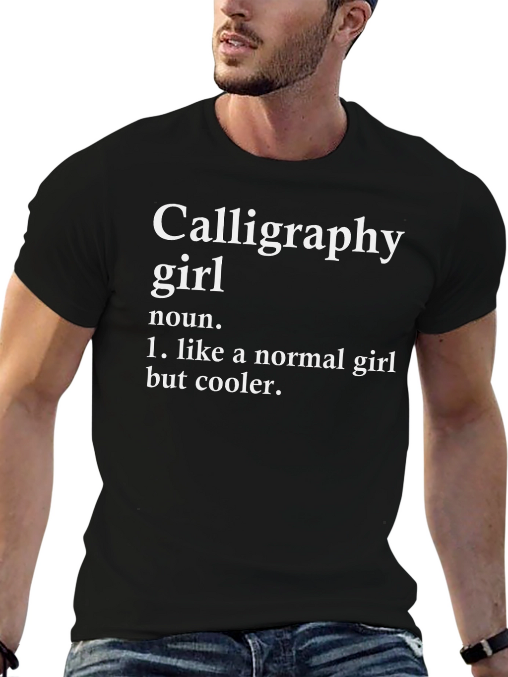 Calligraphy Girl Definition Black T-Shirt