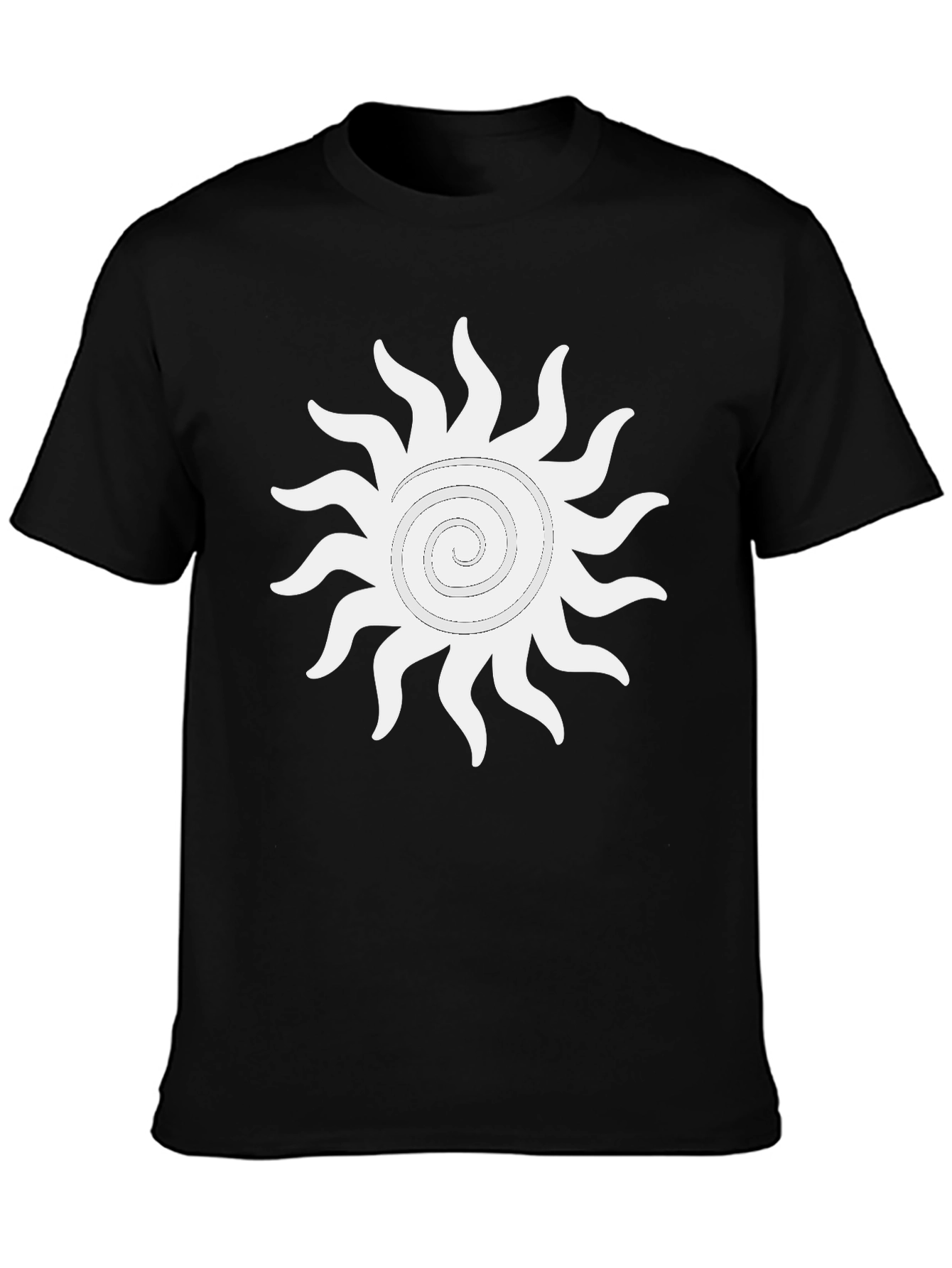 Black T-Shirt with White Sun Graphic