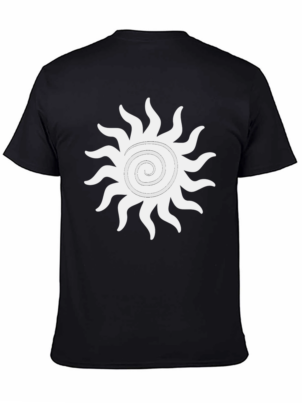 Black T-Shirt with White Sun Graphic