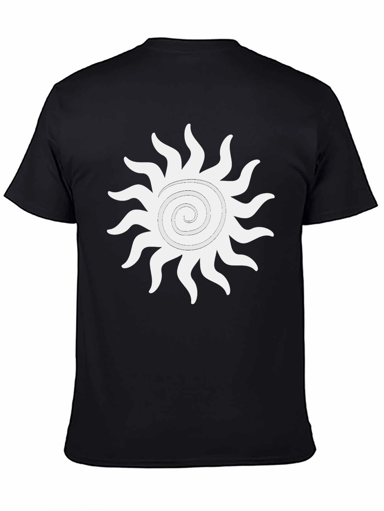 Black T-Shirt with White Sun Graphic