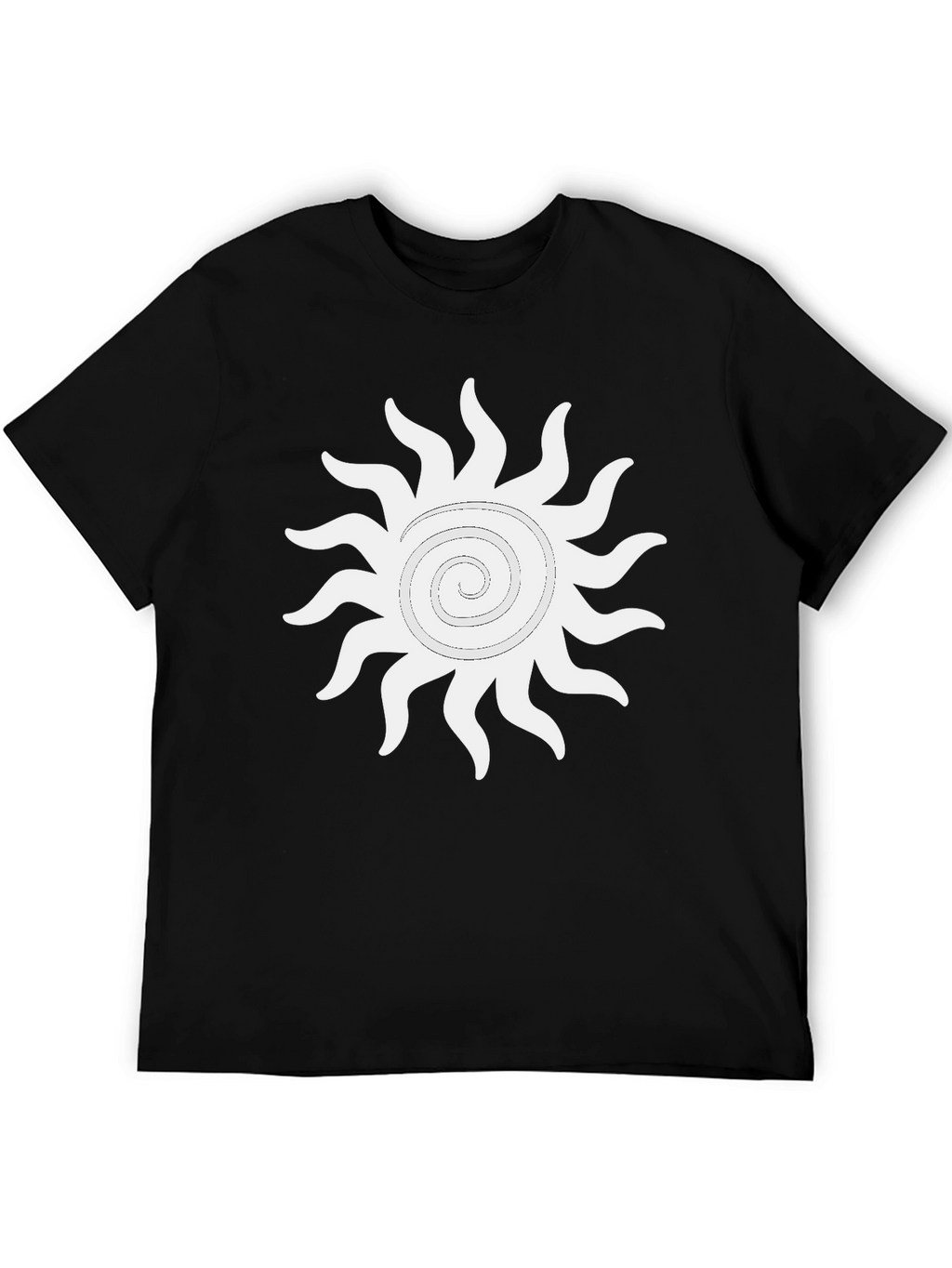 Black T-Shirt with White Sun Graphic