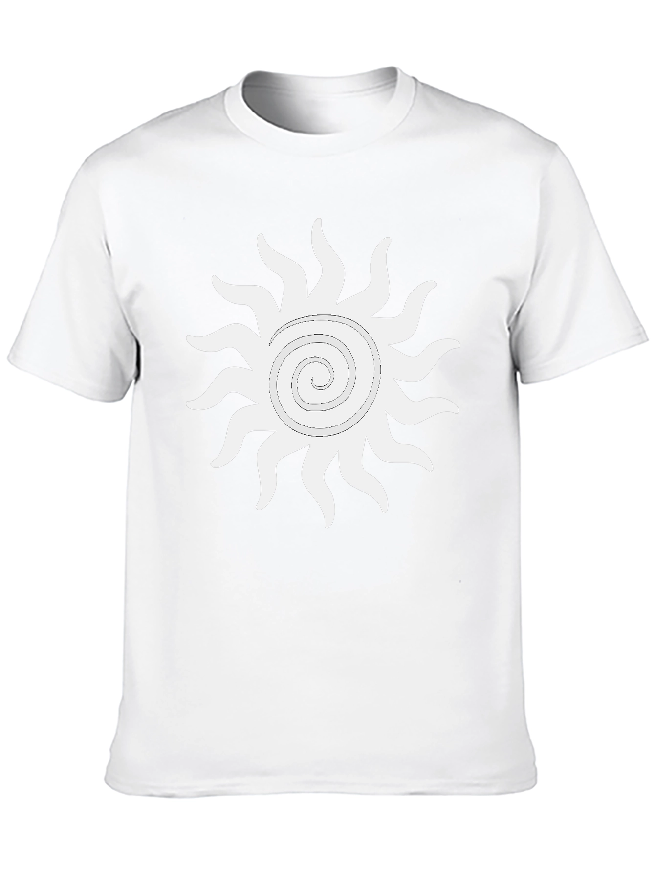 Black T-Shirt with White Sun Graphic