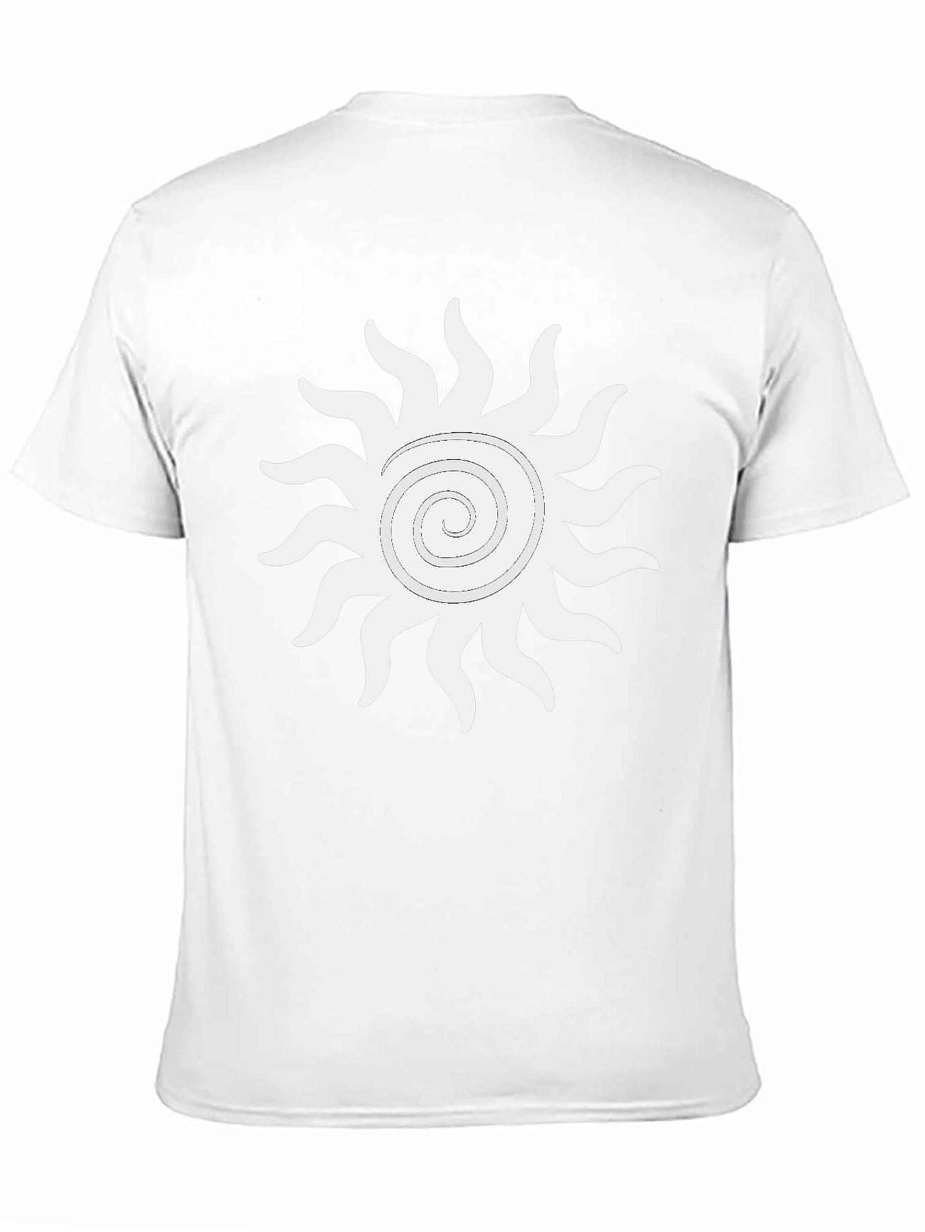 Black T-Shirt with White Sun Graphic