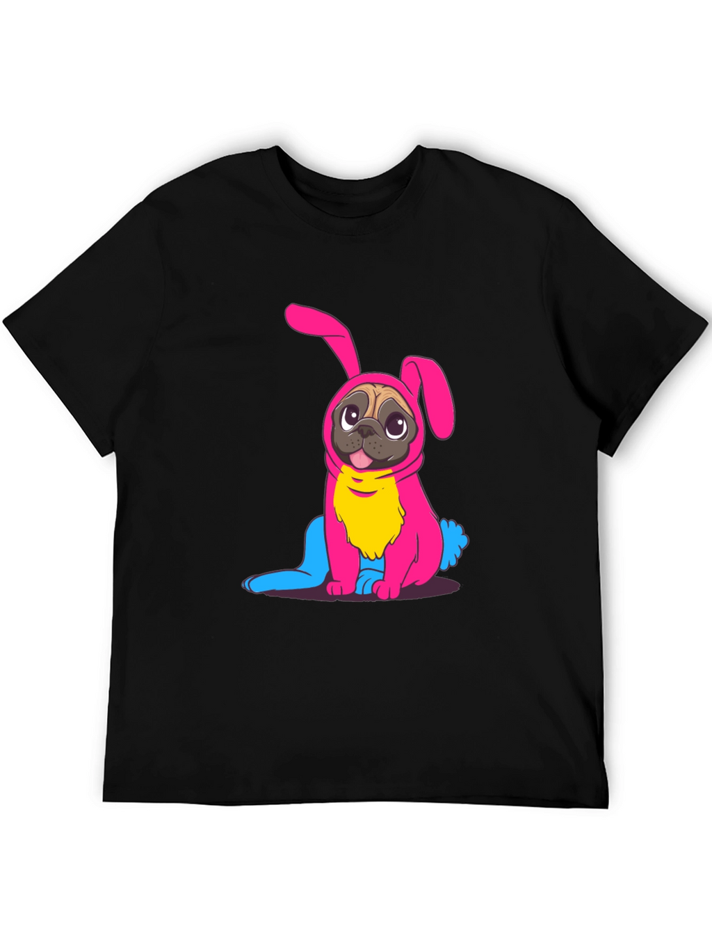 Bunny Pug Graphic Tee - Black