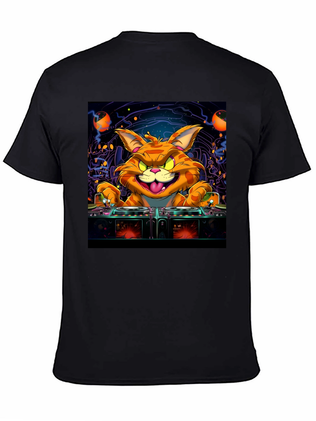 DJ Cat Graphic Tee - Cool Party Shirt