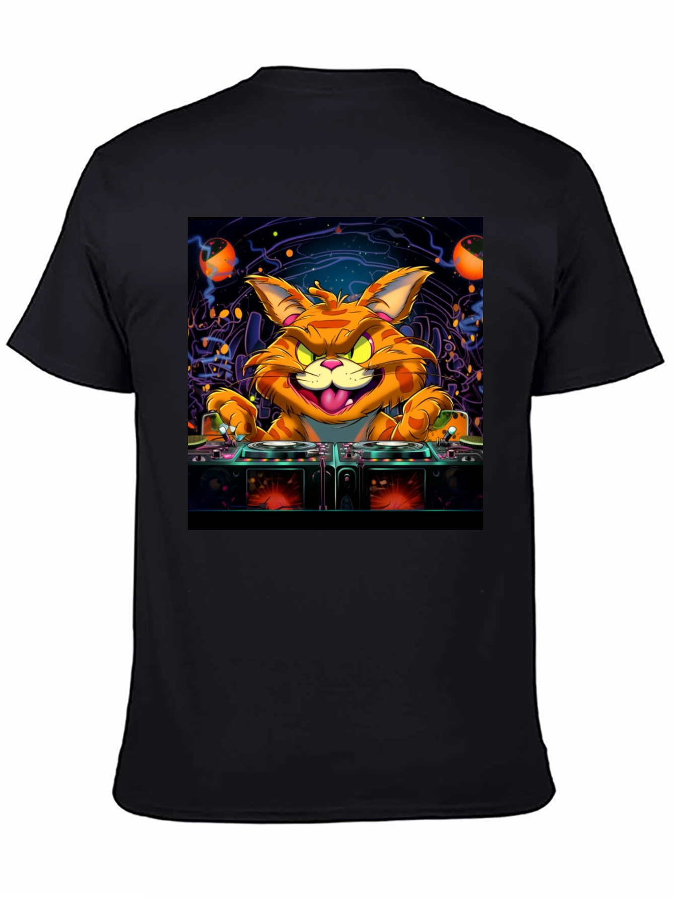 DJ Cat Graphic Tee - Cool Party Shirt