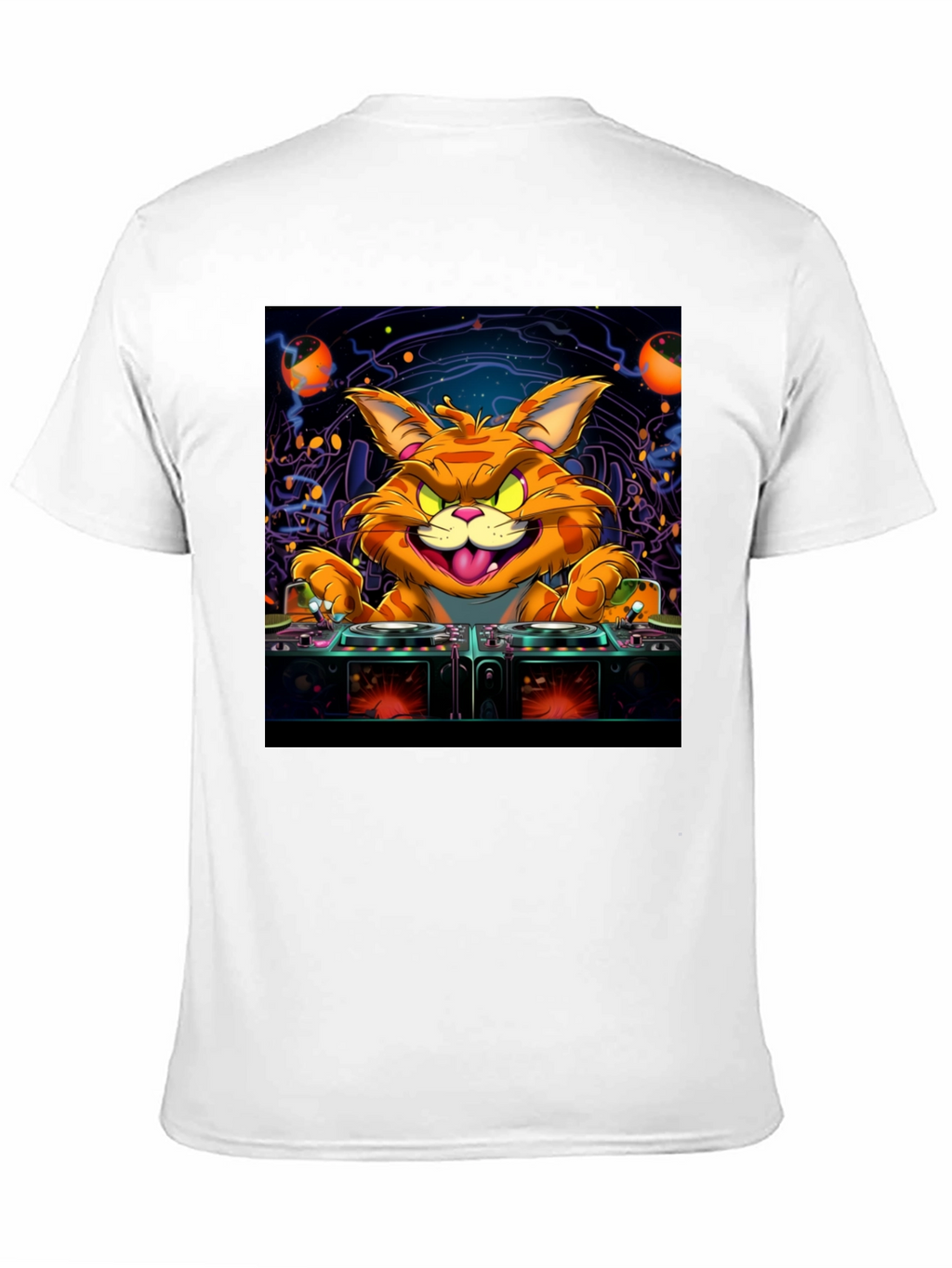 DJ Cat Graphic Tee - Cool Party Shirt