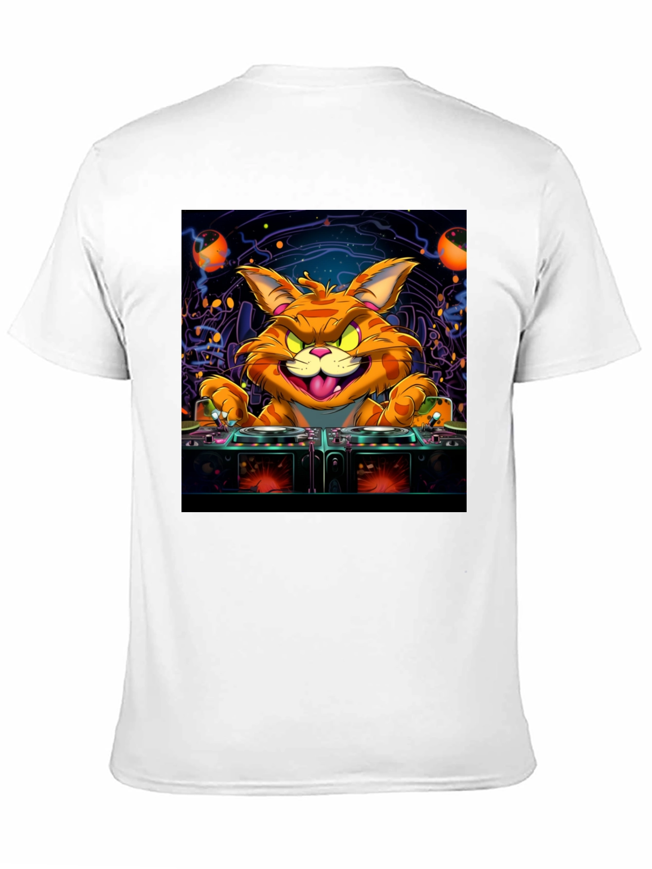 DJ Cat Graphic Tee - Cool Party Shirt