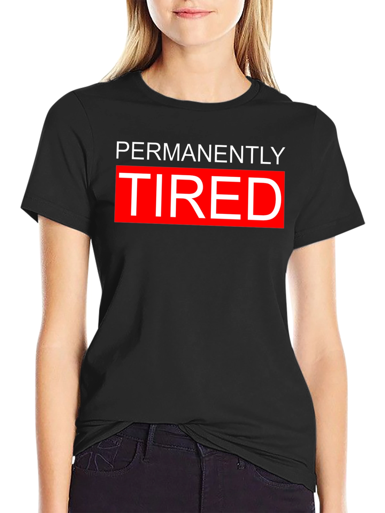 Permanently Tired Graphic Tee - Black Cotton Blend
