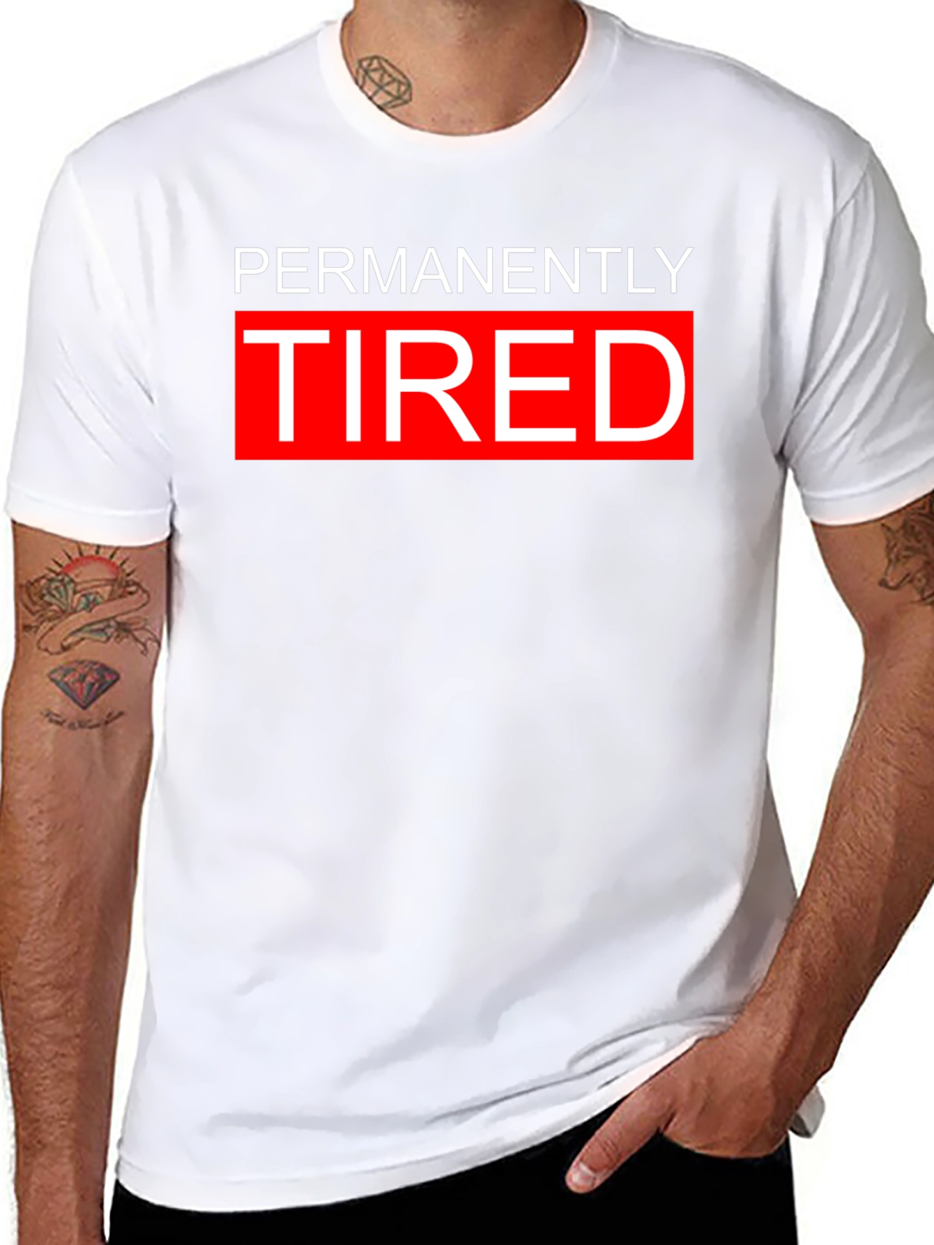 Permanently Tired Graphic Tee - Black Cotton Blend