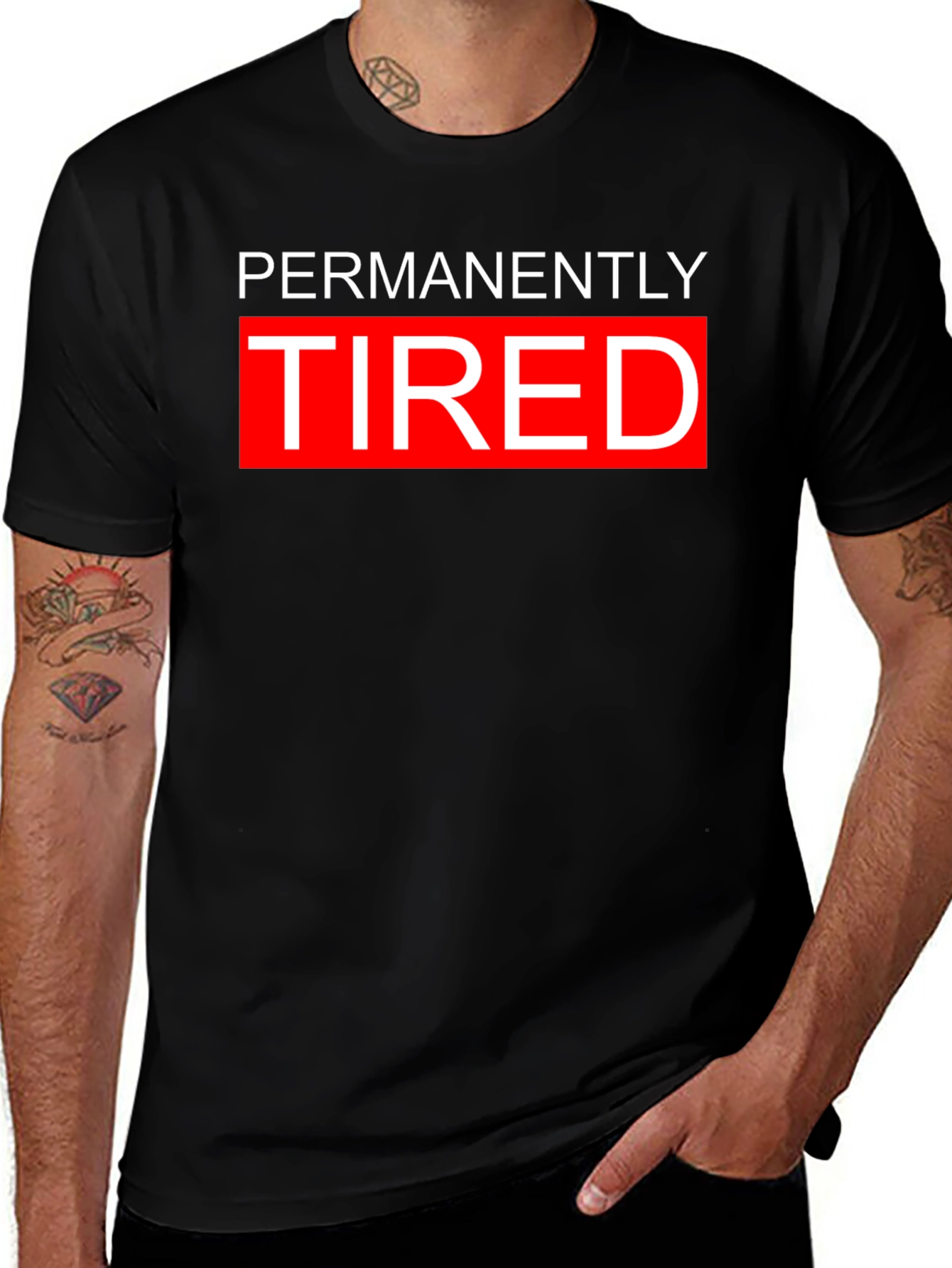 Permanently Tired Graphic Tee - Black Cotton Blend