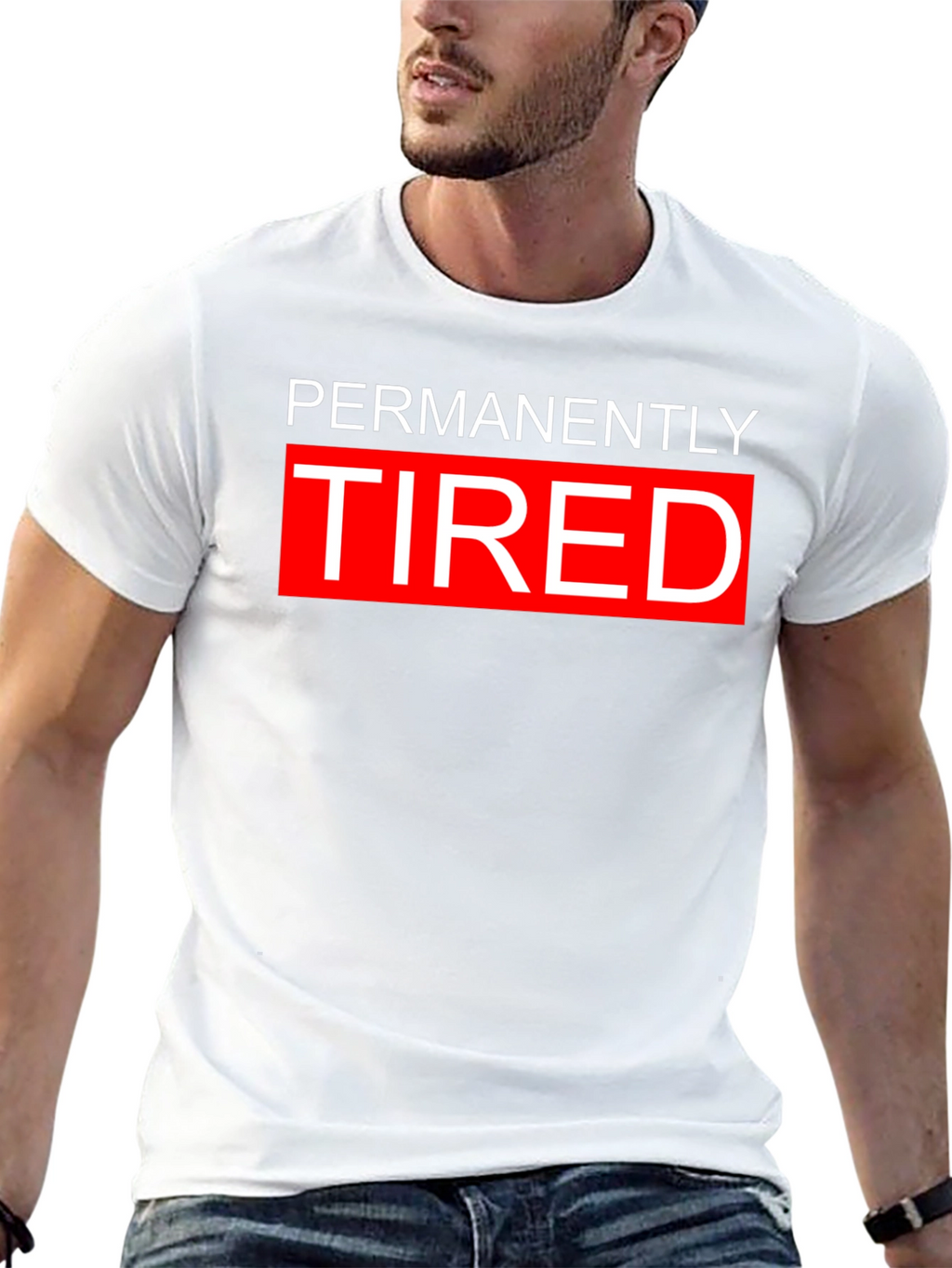 Permanently Tired Graphic Tee - Black Cotton Blend