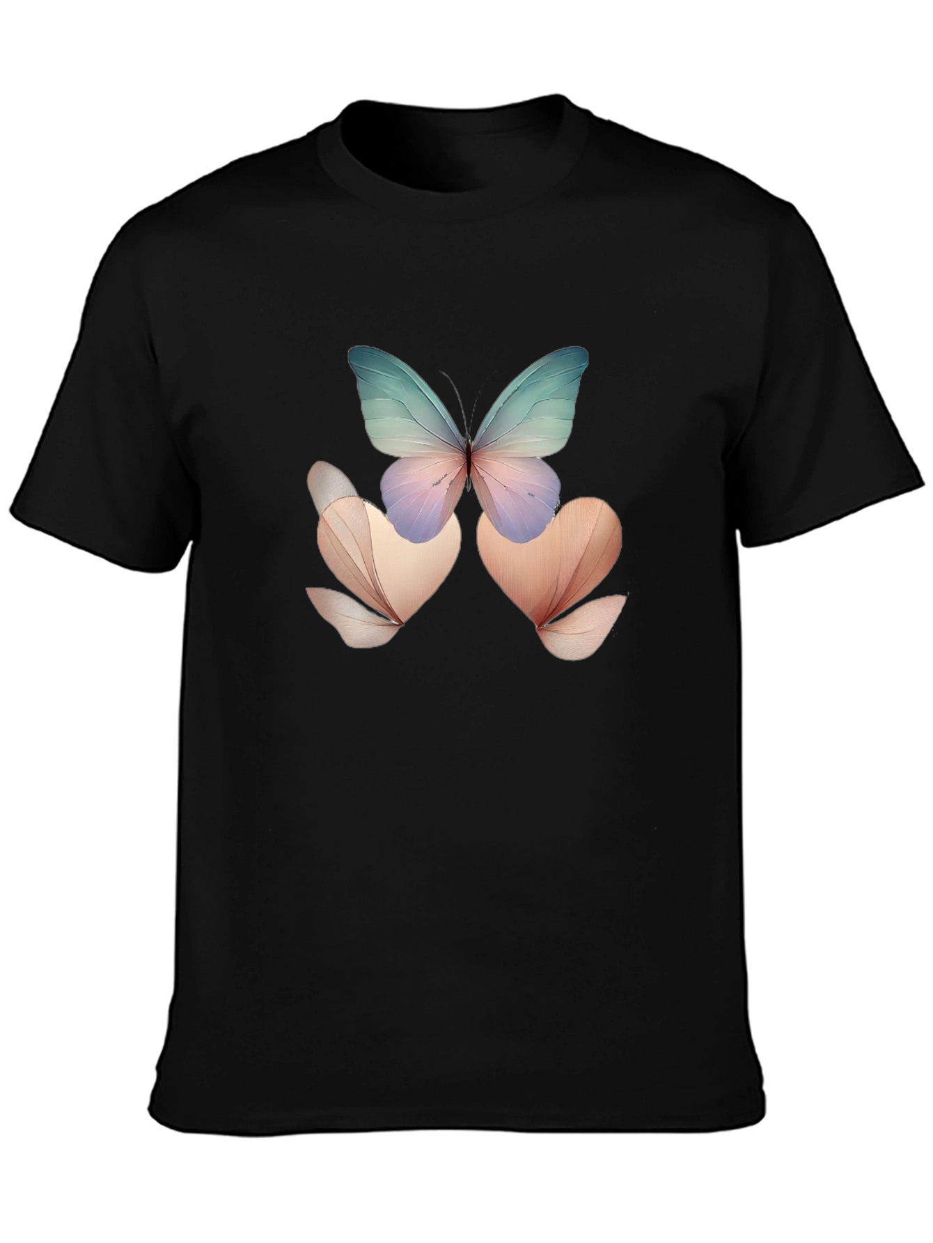 Butterfly Floral Black T-Shirt