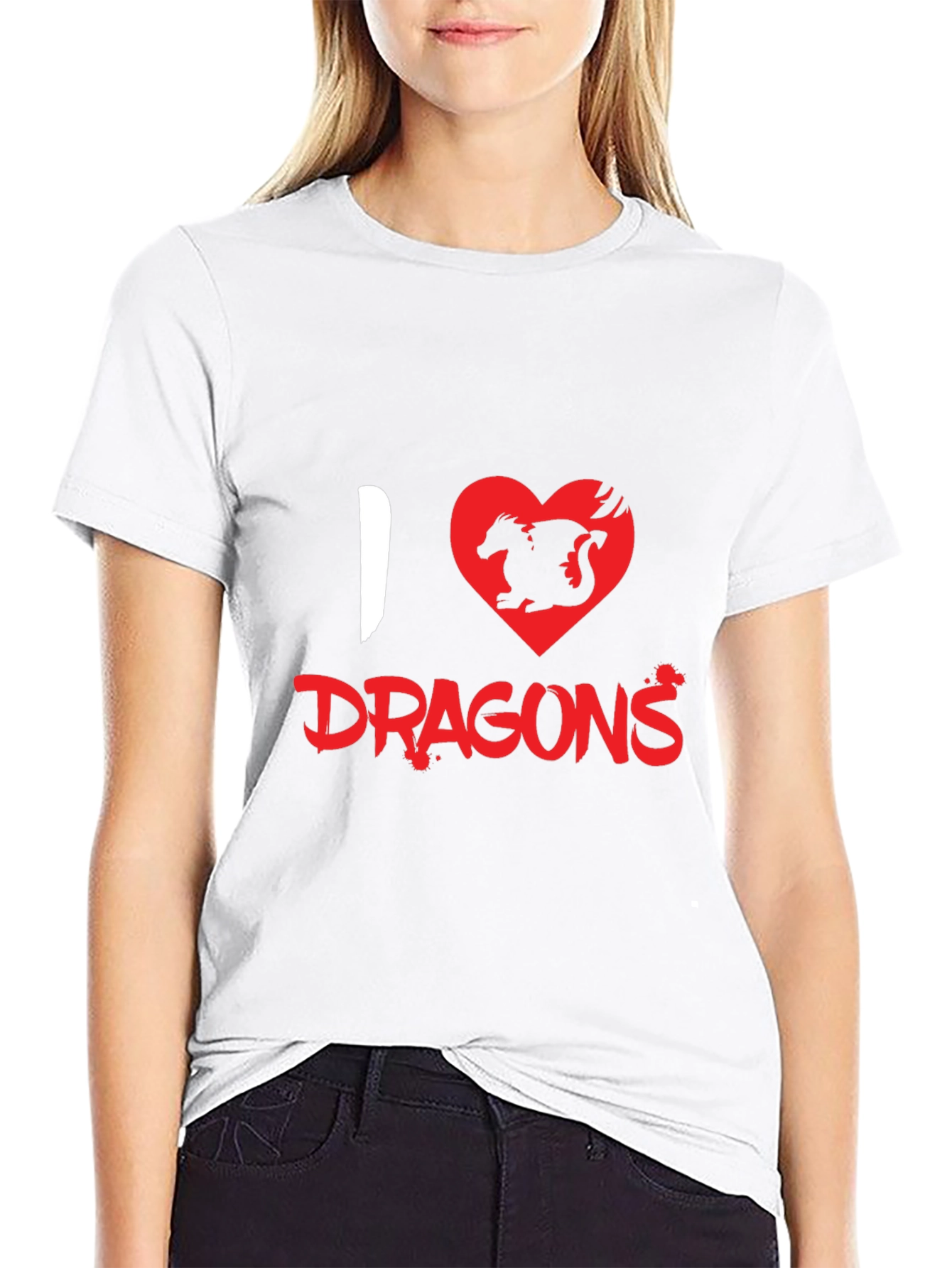 I Heart Dragons Graphic Tee - Black Cotton T-Shirt