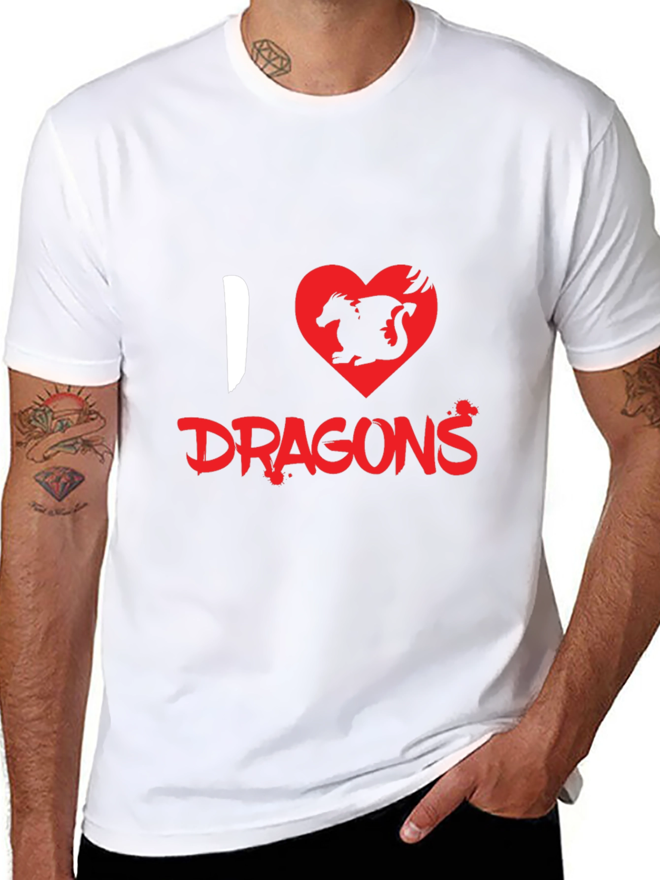 I Heart Dragons Graphic Tee - Black Cotton T-Shirt