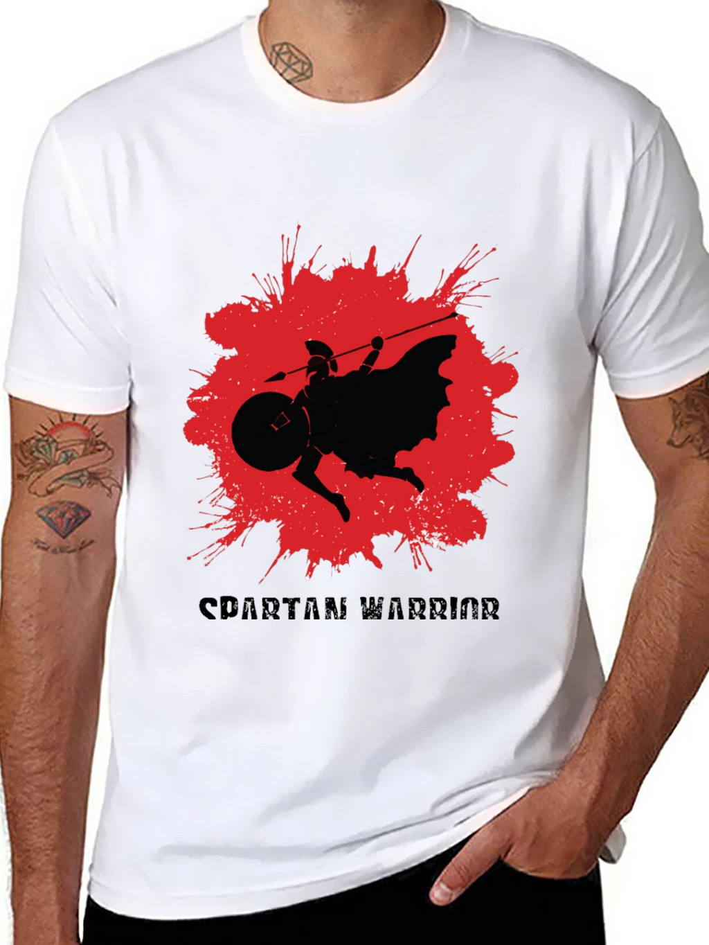 Spartan Warrior Graphic T-Shirt - Black