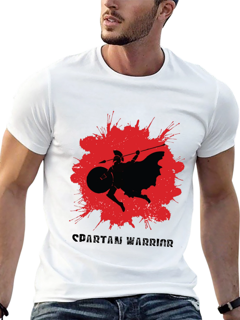 Spartan Warrior Graphic T-Shirt - Black