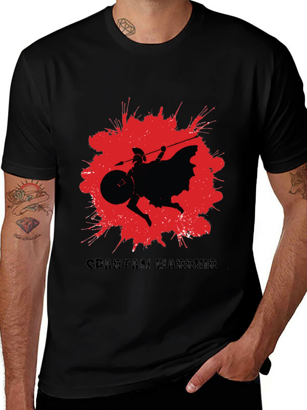 Spartan Warrior Graphic T-Shirt - Black