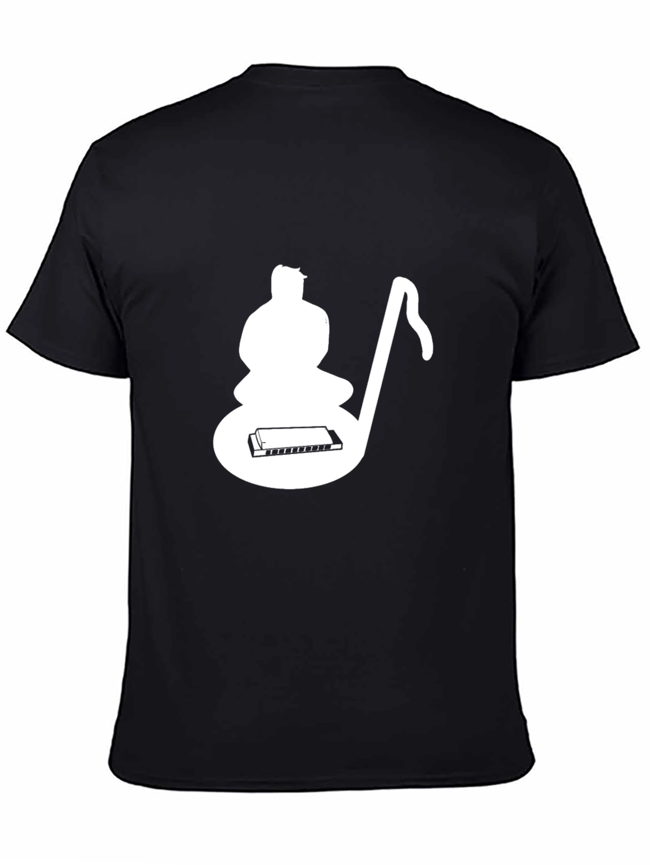 Musical Meditative Mans Black Graphic T-Shirt