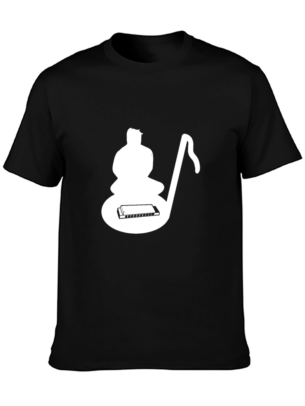 Musical Meditative Mans Black Graphic T-Shirt