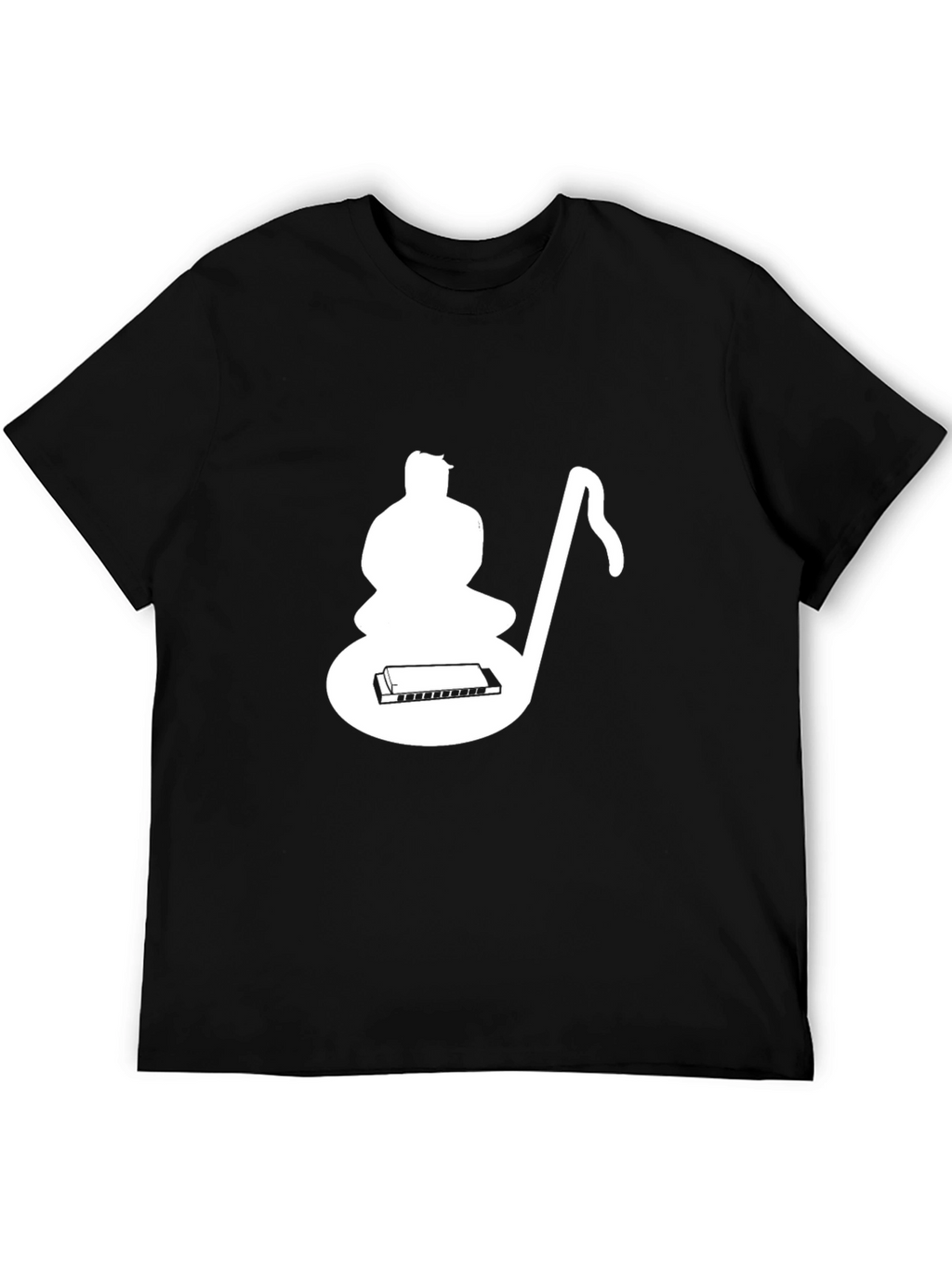 Musical Meditative Mans Black Graphic T-Shirt