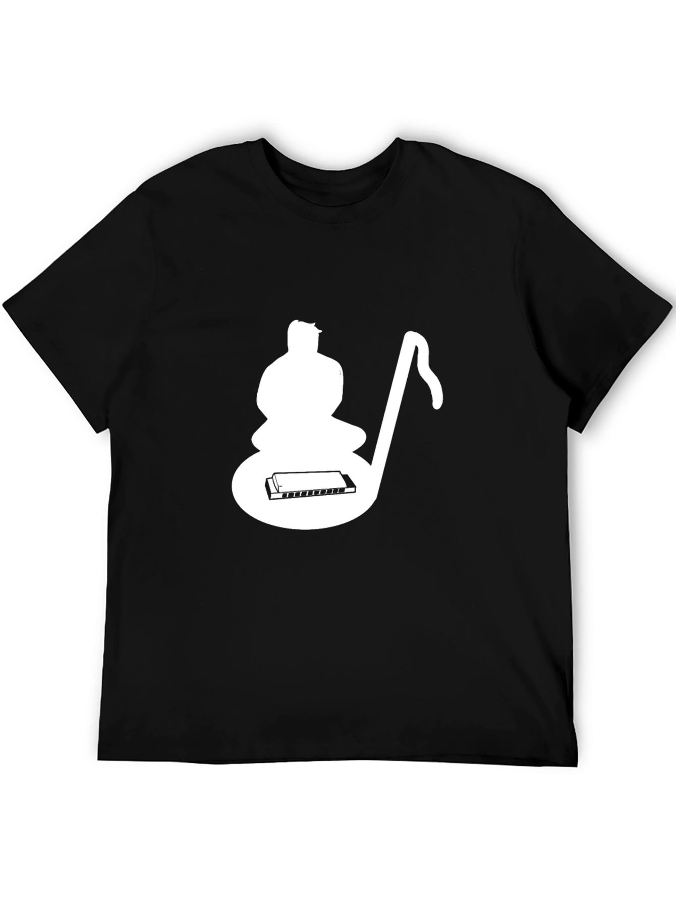 Musical Meditative Mans Black Graphic T-Shirt