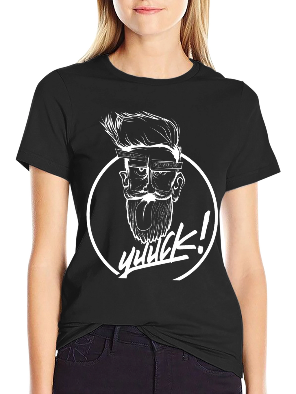 Whimsical YUUUCK! Graphic Tee - Black