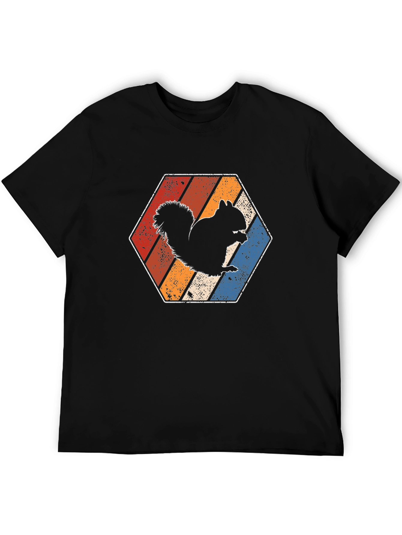 Retro Squirrel Graphic Tee - Vintage Hexagon Design