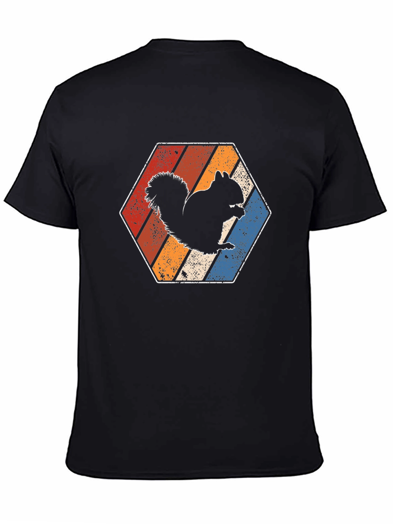 Retro Squirrel Graphic Tee - Vintage Hexagon Design