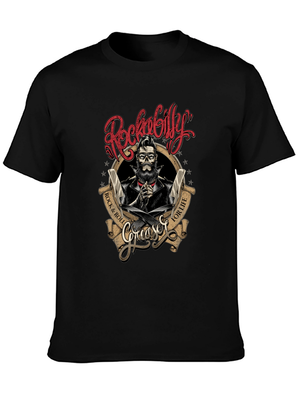 Rockabilly Greaser Skull T-Shirt