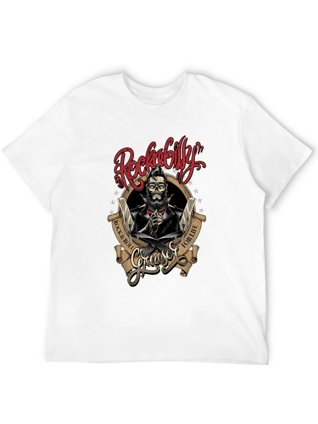 Rockabilly Greaser Skull T-Shirt