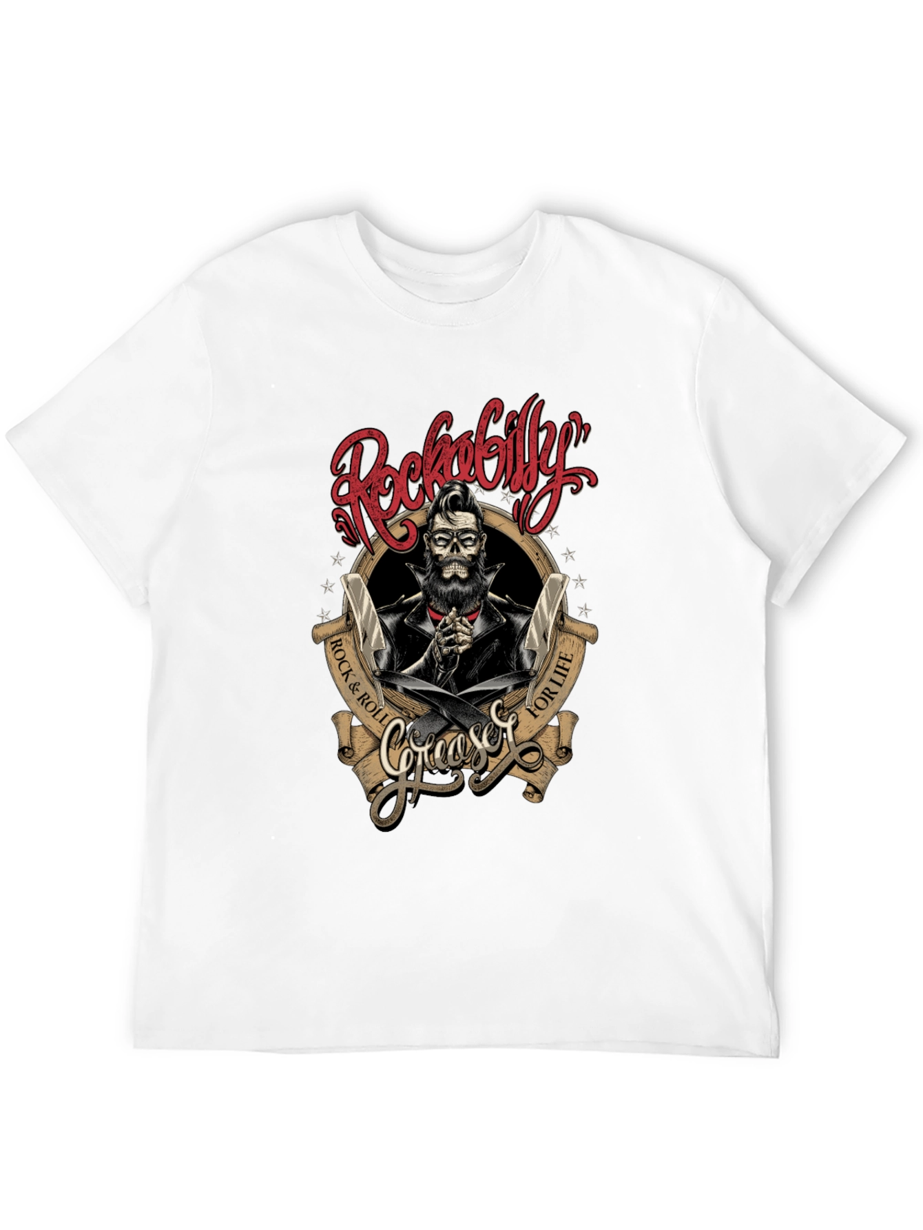 Rockabilly Greaser Skull T-Shirt