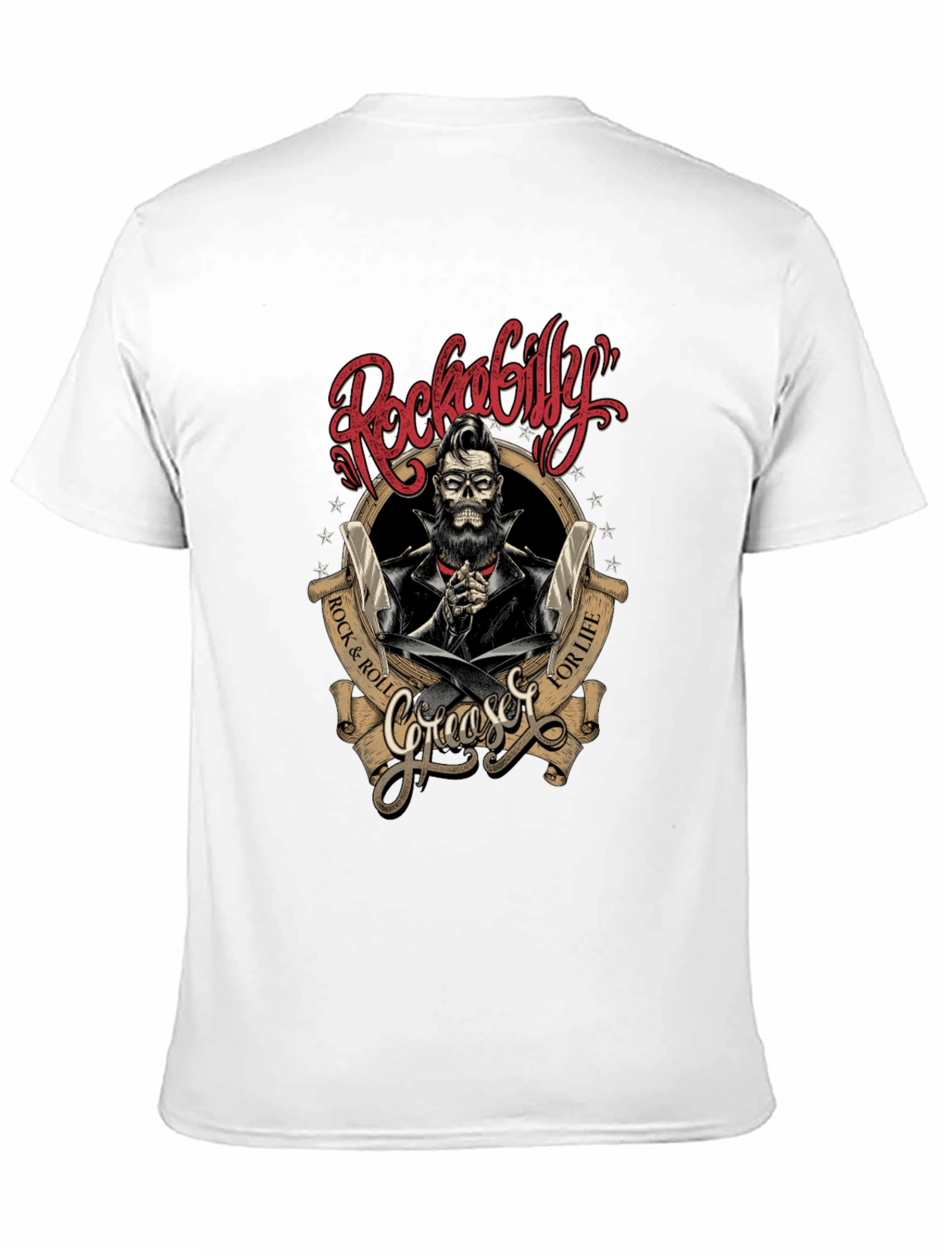 Rockabilly Greaser Skull T-Shirt
