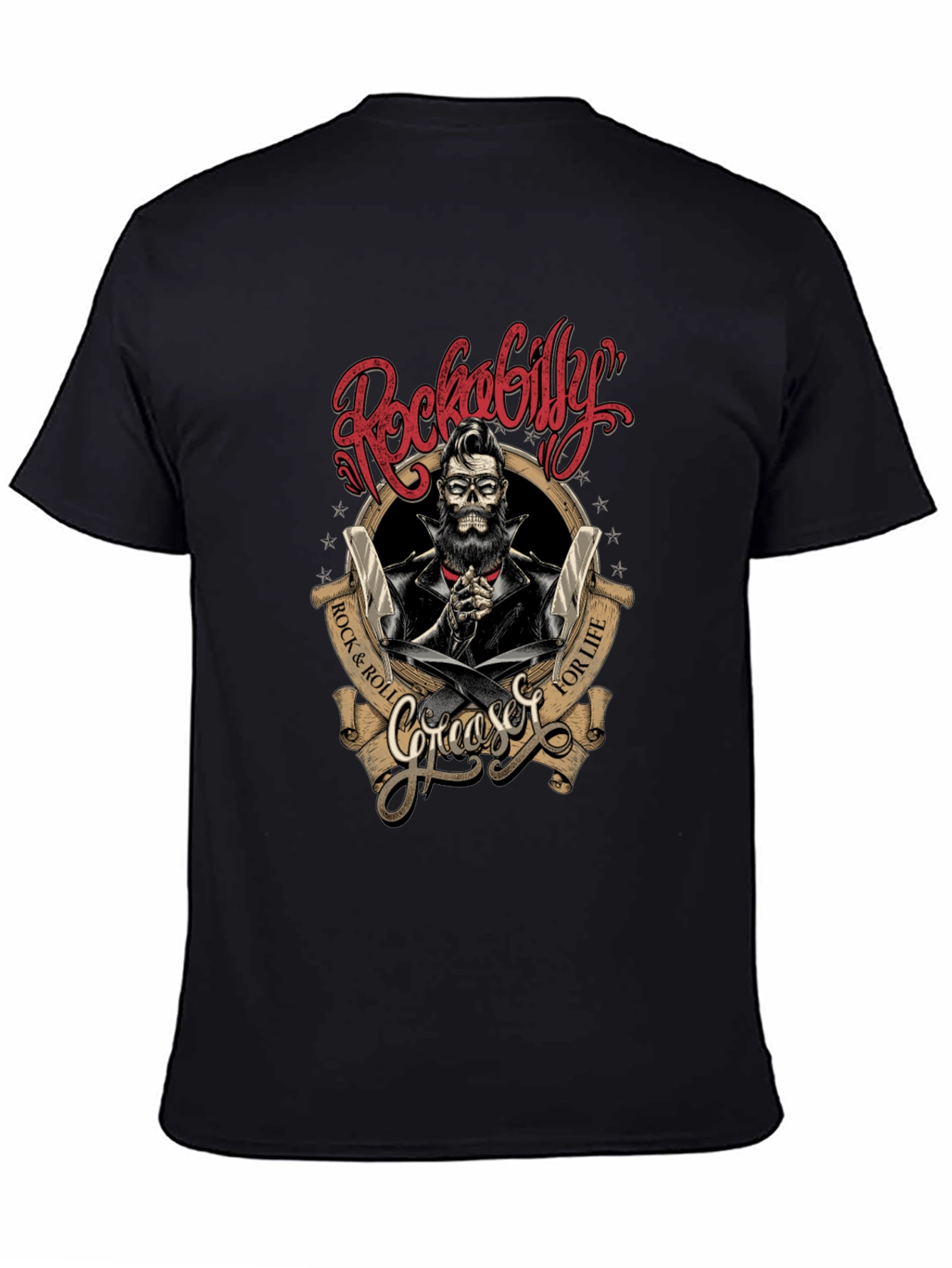 Rockabilly Greaser Skull T-Shirt
