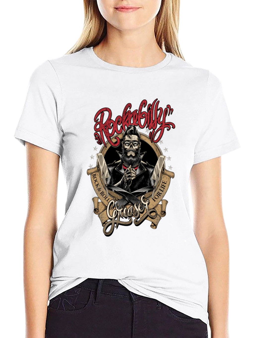 Rockabilly Greaser Skull T-Shirt