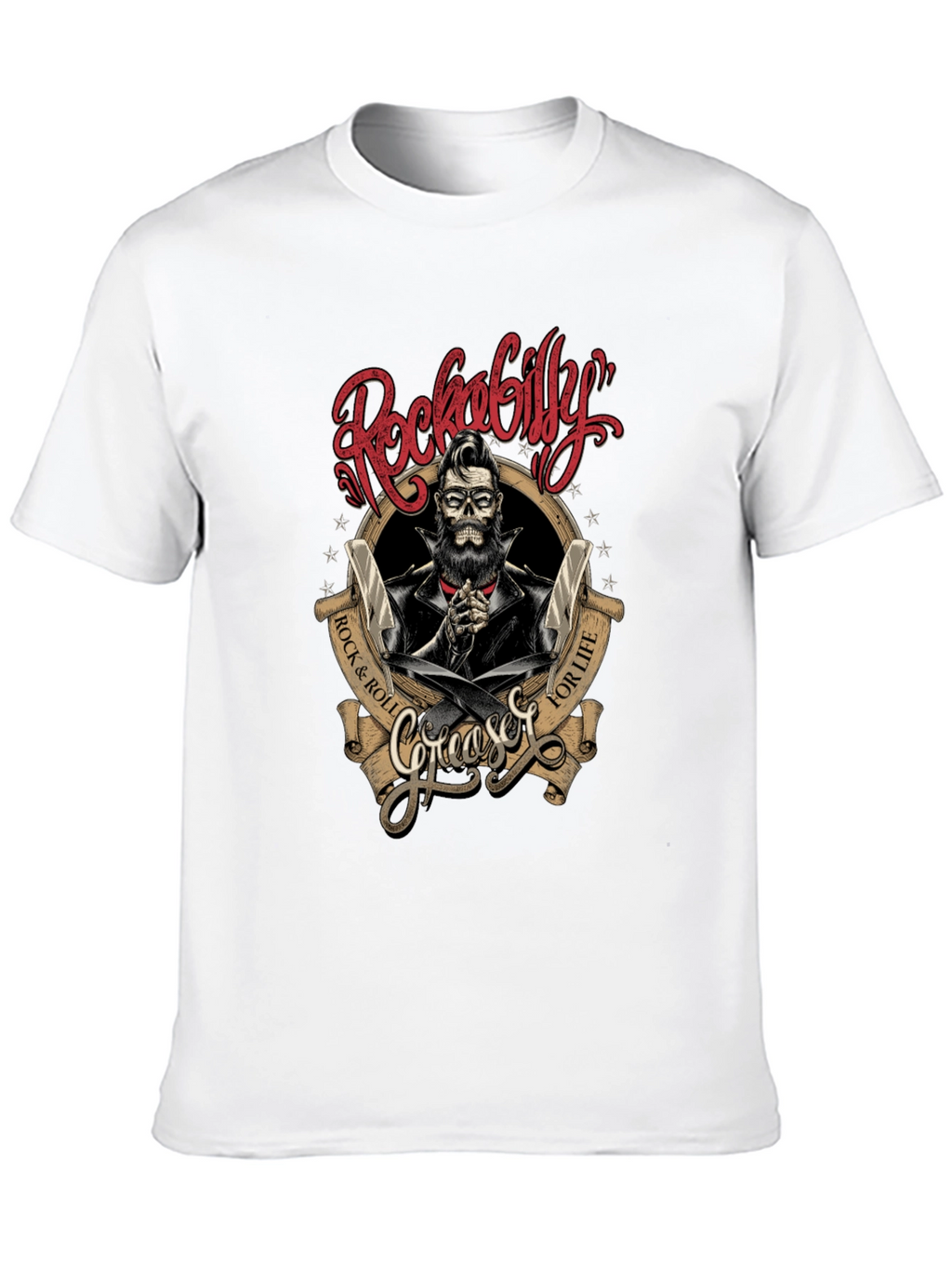 Rockabilly Greaser Skull T-Shirt