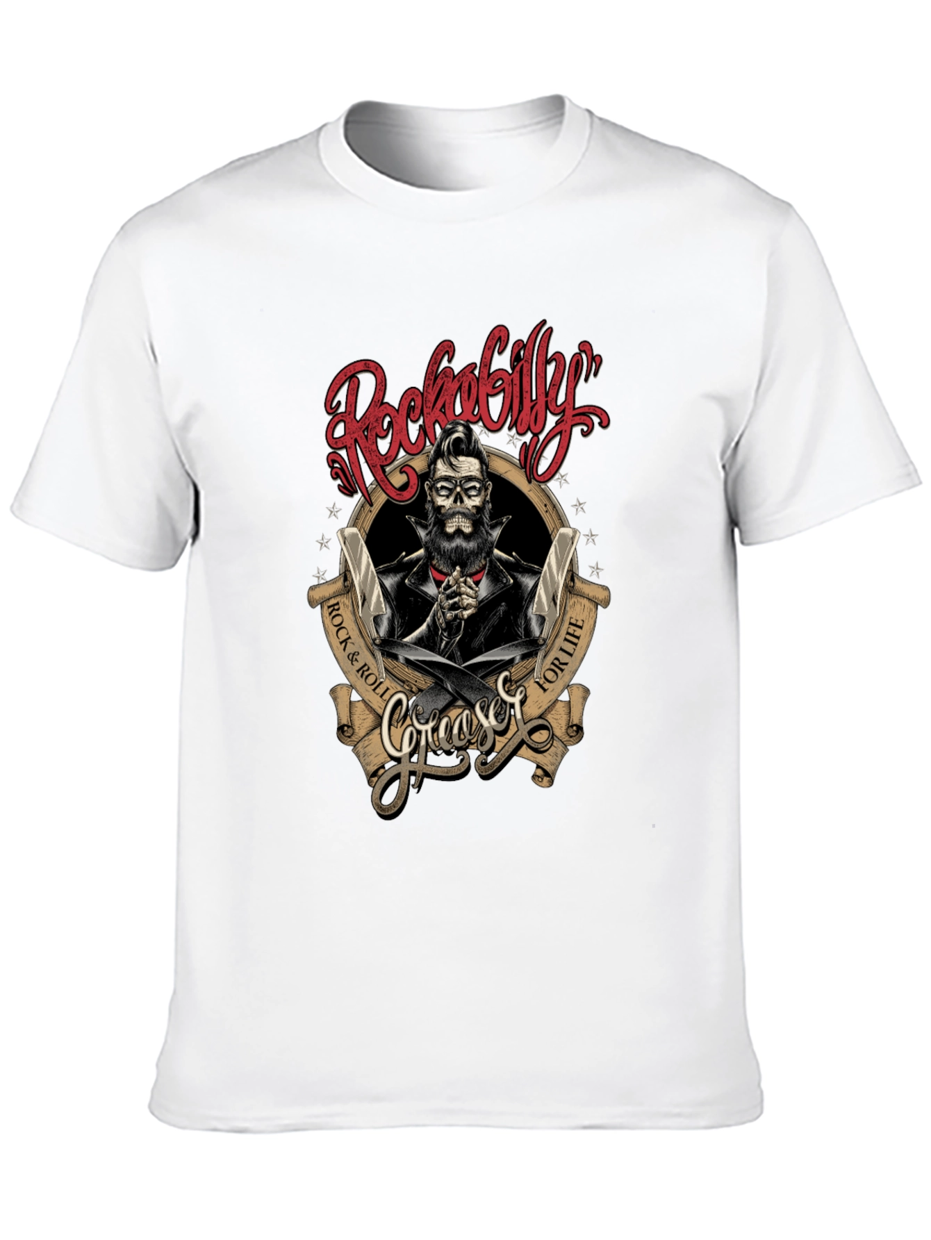 Rockabilly Greaser Skull T-Shirt