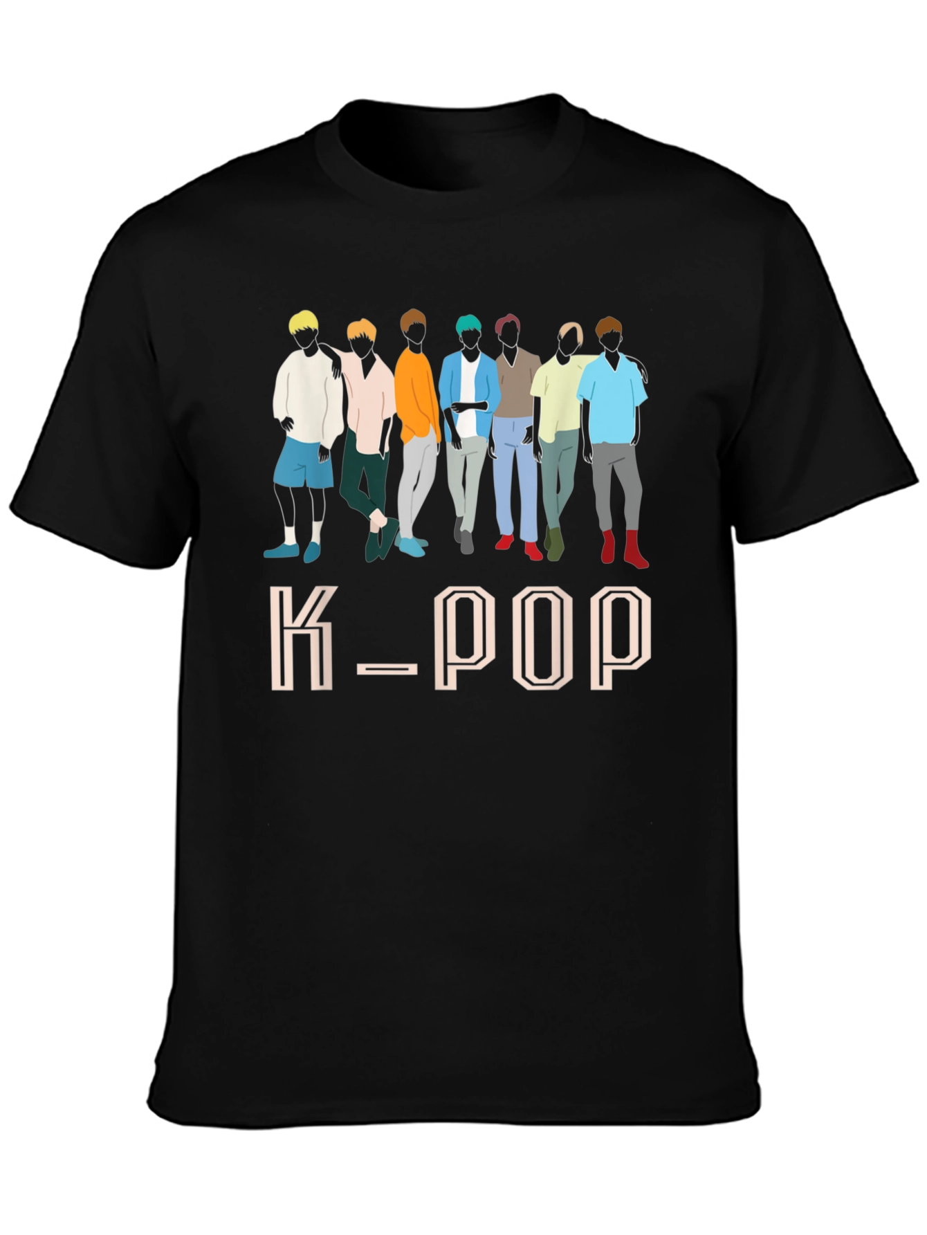 K-Pop Idol Group Graphic Black T-Shirt