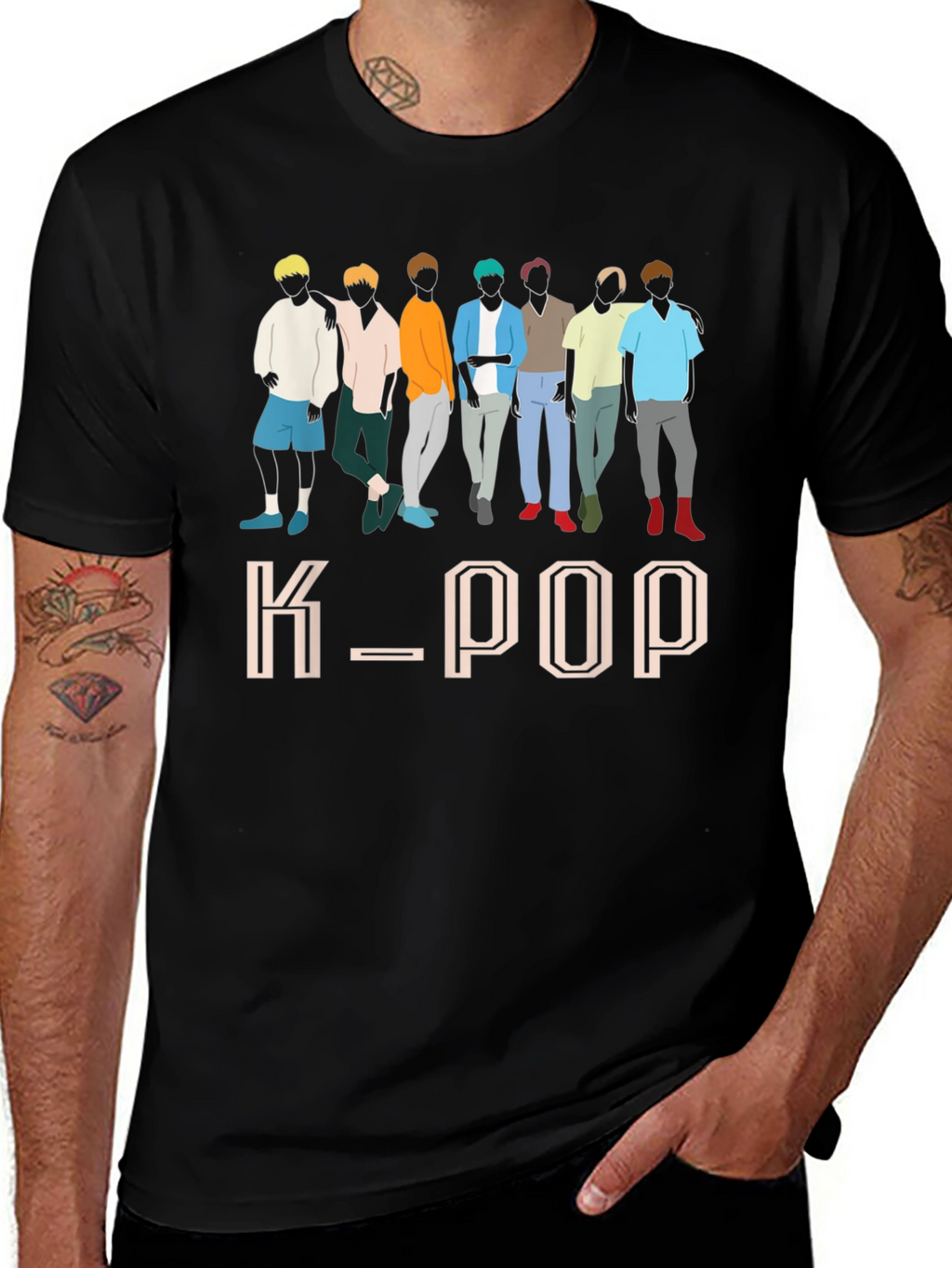 K-Pop Idol Group Graphic Black T-Shirt